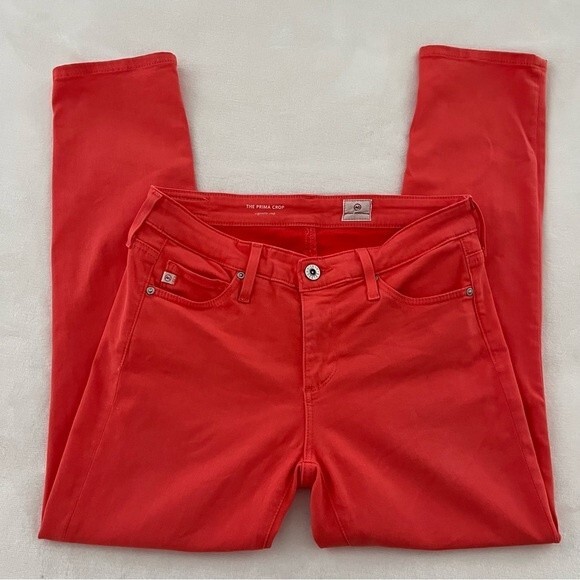 AG Adriano GoldSchmied The Prima Crop Cigarette Crop in Coral/Orange, Size 25 - Picture 6 of 14